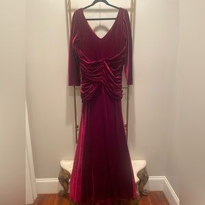 Custom made merlot velvet evening gown